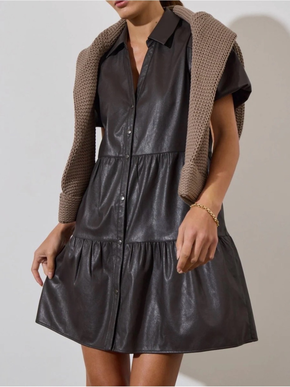 Brochu Walker the Havana Vegan Leather Mini Dress XS